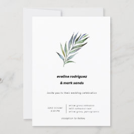 Vattenfärgsolja Olive Gren minimalistisk Bröllop Inbjudningar