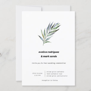 Vattenfärgsolja Olive Gren minimalistisk Bröllop Inbjudningar