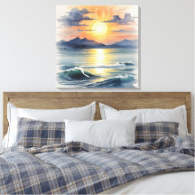 Vattenfärgsolnedgång