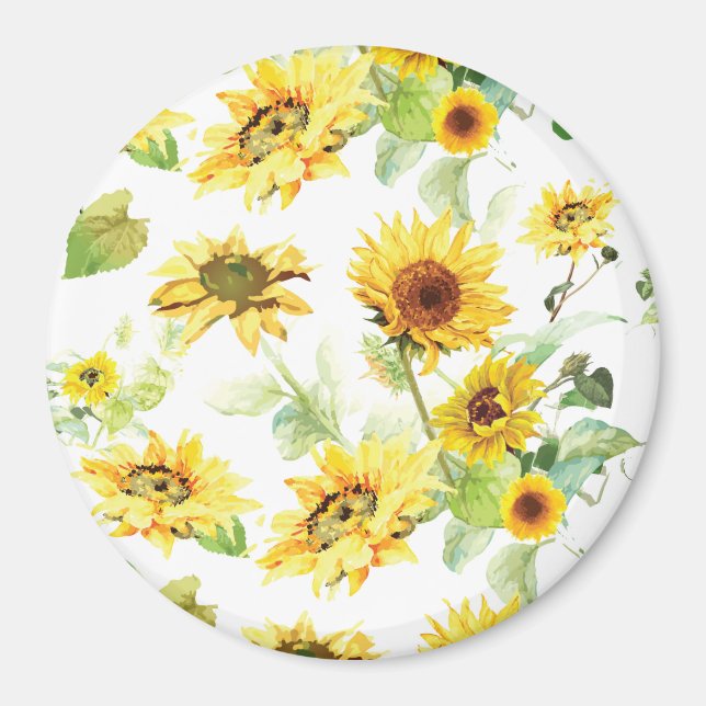 Vattenfärgsolros Magnet (Framsidan)