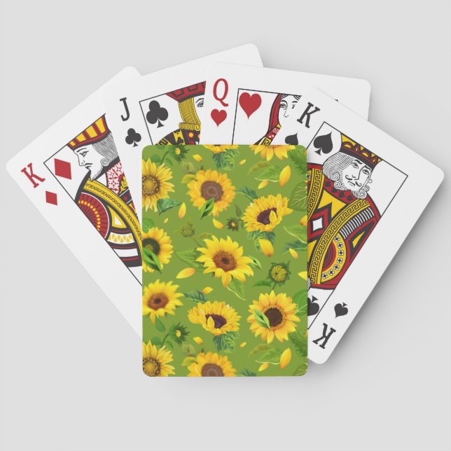 Vattenfärgsolrosblomma 4 casinokort (Baksidan)