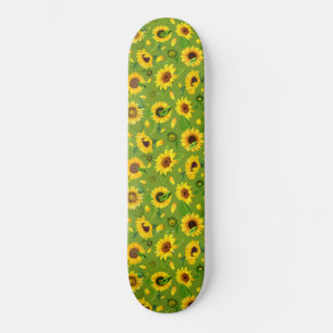 Vattenfärgsolrosblomma 4 mini skateboard bräda 18,5 cm