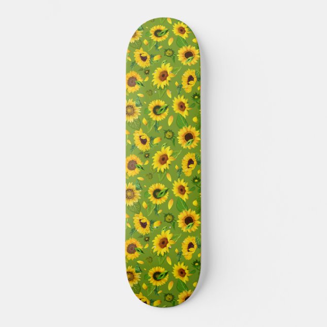 Vattenfärgsolrosblomma 4 mini skateboard bräda 18,5 cm (Framsida)