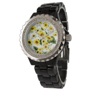 Vattenfärgsolrosblomma 7 armbandsur