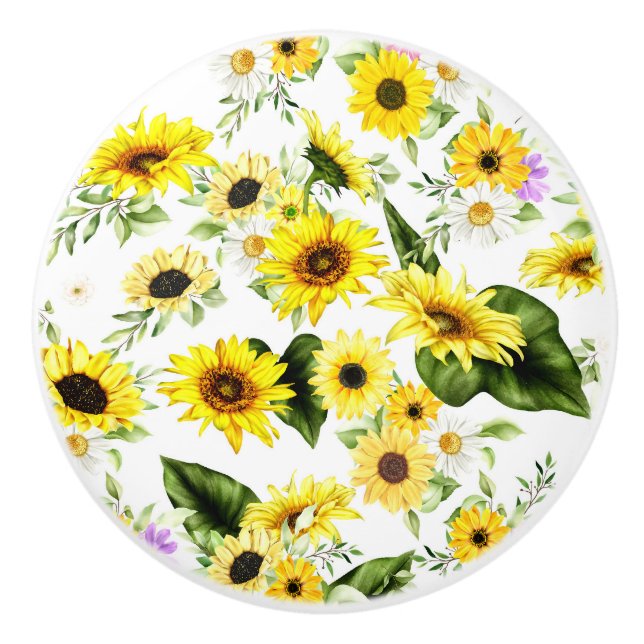 Vattenfärgsolrosblomma 7 knopp (Framsidan)