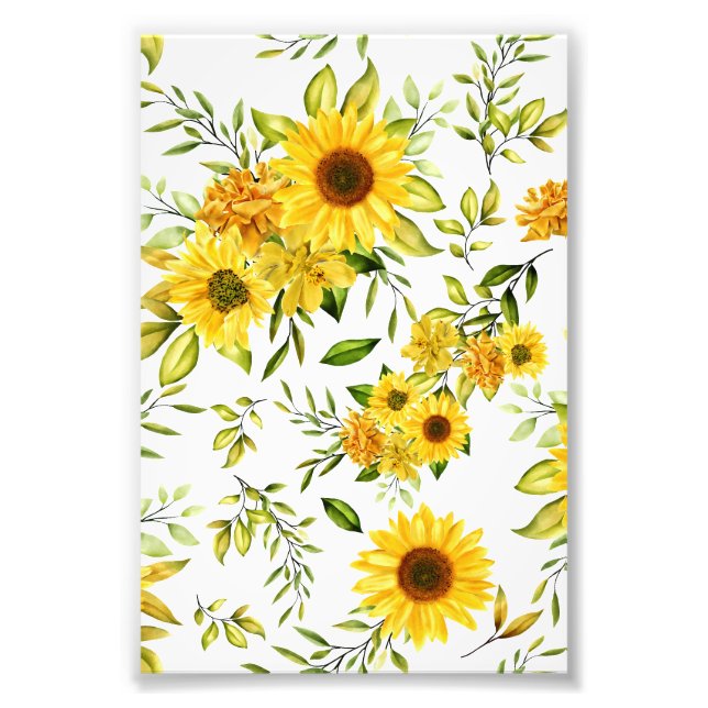 Vattenfärgsolrosblomma 8 fototryck (Framsidan)