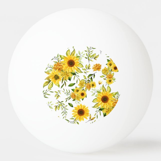 Vattenfärgsolrosblomma 8 pingisboll (Framsidan)