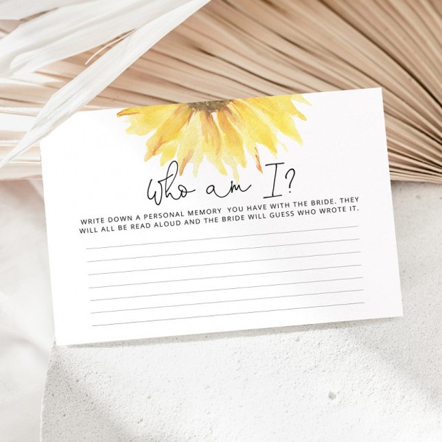 Vattenfärgsolrosblomma Vem är jag möhippa-spel? Brevpapper (Skapare uppladdad)