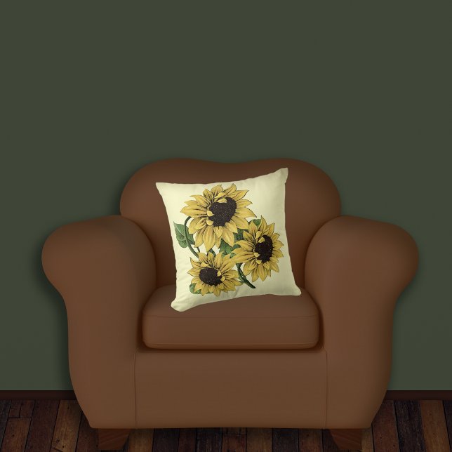 Vattenfärgsolrosor av MCFUL Pillows - Reversibel Kudde (Skapare uppladdad)