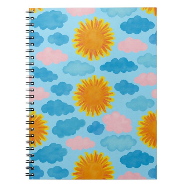 Vattenfärgsoluppgång Sunset Blank Journal/ Anteckningsbok (Framsidan)