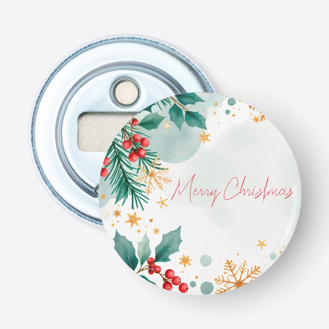 Vattenfärgsöppnare i God jul Flaska - Elegant Flasköppnare (Framsidan)