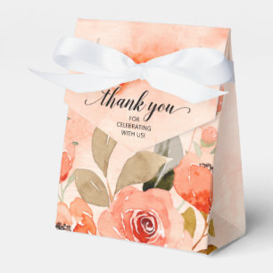 VattenfärgsOrange Blommigt Bröllop Presentaskar