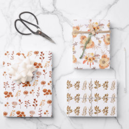 VattenfärgsOrange Löv Blommigt  Boho