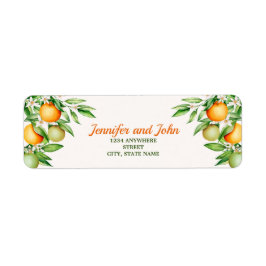 VattenfärgsOrangen Frukt Bröllop Returadress Etikett