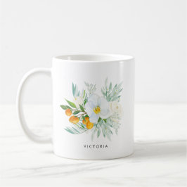 VattenfärgsOrchids & Kumquats Bouquet Bridesmaid Kaffemugg
