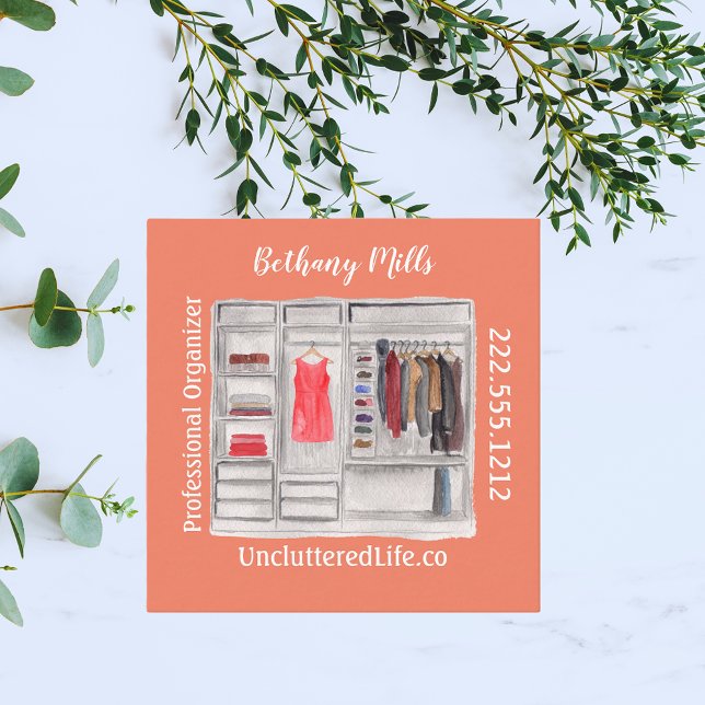 Vattenfärgsorganisation Professionell Organizer Mo Fyrkantigt Visitkort (Skapare uppladdad)