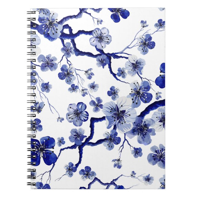 "Vattenfärgsorientaliskt mönster med sakura gren.  Anteckningsbok (Framsidan)