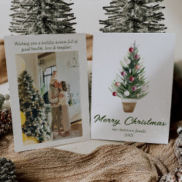 Vattenfärgsornament Träd Photo God jul Julkort