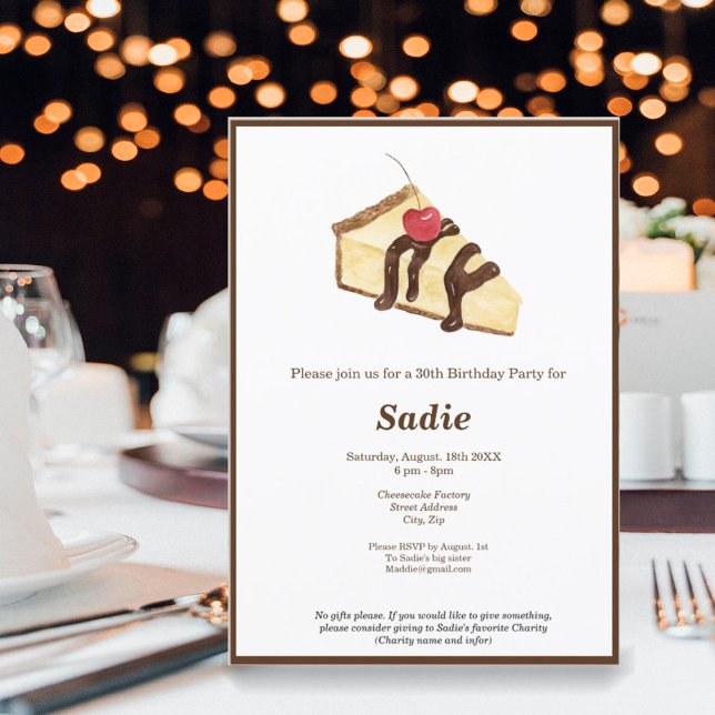 Vattenfärgsost, Elegant Inbjudningskort på födelse (Join us for an exquisite cheesecake indulgence with an invitation that exudes elegance. )