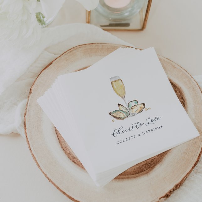 Vattenfärgsostron och Pearl "Cheers to Kärlek" Pappersservett (Skapare uppladdad)