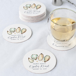 Vattenfärgsostron och Pearl Oyster Roast Underlägg Papper Rund