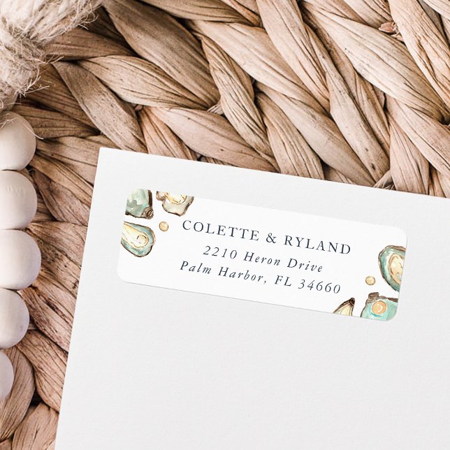 Vattenfärgsostron och Pearl-Returadress Returadress Etikett (Skapare uppladdad)