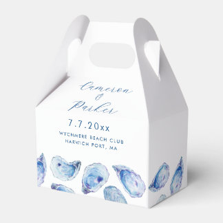 Vattenfärgsostron Snäcka Blue och White Bröllop Presentaskar