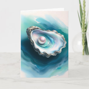 Vattenfärgsostron Snäcka Iridescent Pearl Blank Kort