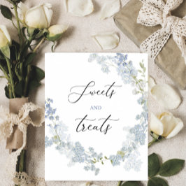 Vattenfärgsötsaker behandlar blåa blommor Baby Sho Poster