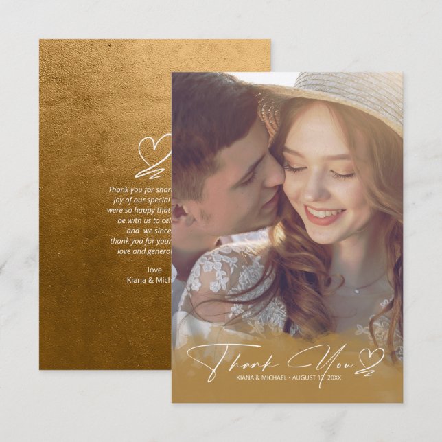 Vattenfärgsövertoning Tack Höst Guld ID786 Kort (Fram/baksida)