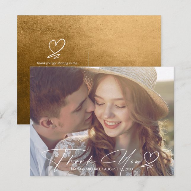 Vattenfärgsövertoning Tack Höst Guld ID786 Meddelande Vykort (Fram/baksida)