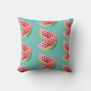 Vattenfärgspair med vattenmelon sommar teal kudde