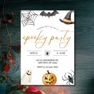Vattenfärgspakoky och Sweet Halloween fest Inbjudningar