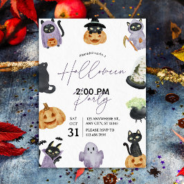 Vattenfärgspakoky och Sweet Halloween fest Inbjudningar