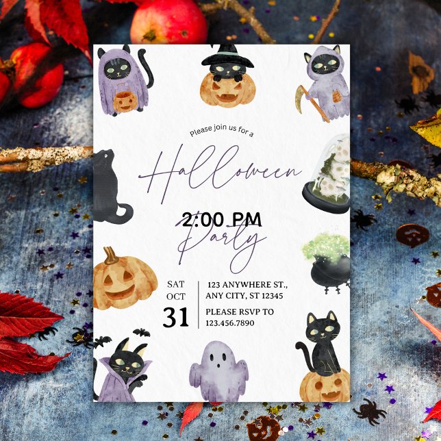 Vattenfärgspakoky och Sweet Halloween fest Inbjudningar (Watercolor Spooky & Sweet Halloween Party Invitation
)