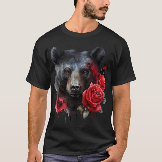 Vattenfärgspalt Bear Tee Shirt (Framsida)