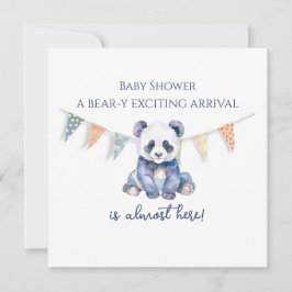 Vattenfärgspanda baby buntar flaggor Baby Shower Kort