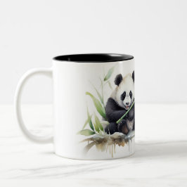 Vattenfärgspanda Bears med Bamboo Två-Tonad Mugg