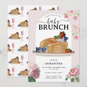 Vattenfärgspannkakor Bär Brunch Barnkalas Inbjudningar