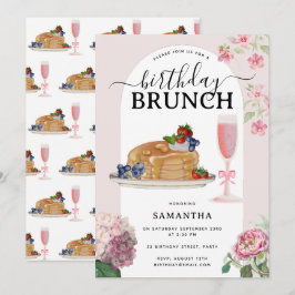 Vattenfärgspannkakor Bär Brunch Födelsedagsfest Inbjudningar