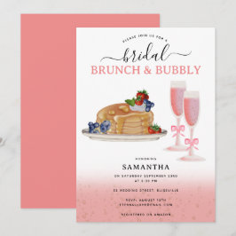 Vattenfärgspannkakor Brunch & Bubbly Bröllopsdusch Inbjudningar