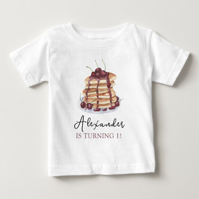 Vattenfärgspannkakor Födelsedagsfest T Shirt (Framsida)