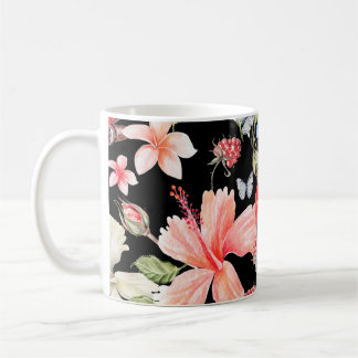 Vattenfärgspapegoja: Blommönster Romantik. Kaffemugg