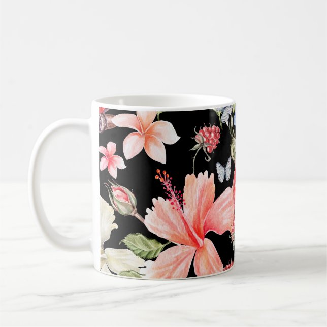 Vattenfärgspapegoja: Blommönster Romantik. Kaffemugg (Vänster)