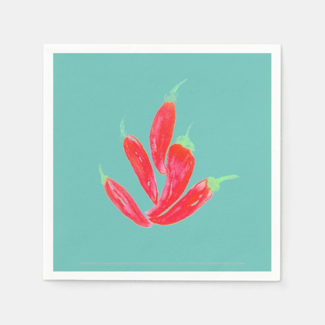 Vattenfärgspaprika Red Habanero Chili Pappersservett (Framsidan)