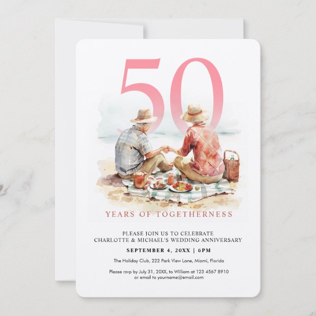 Vattenfärgspar i Kärlek Bröllop-årsdagen Inbjudningar (Framsida)