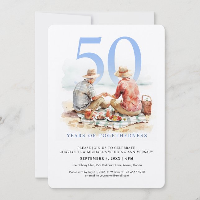 Vattenfärgspar i Kärlek Bröllop-årsdagen Inbjudningar (Framsida)