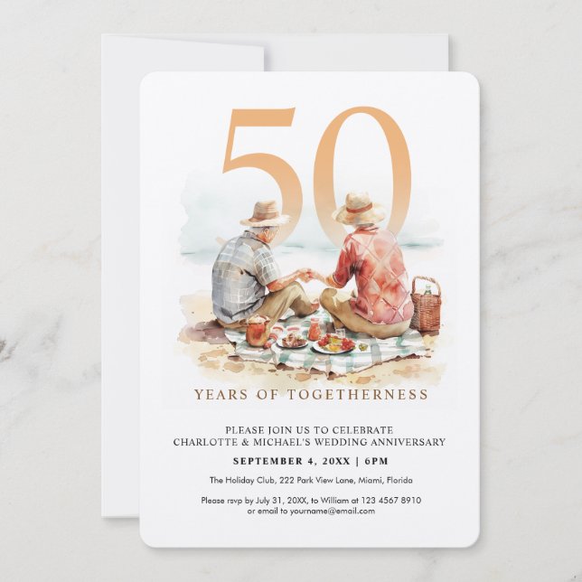 Vattenfärgspar i Kärlek Bröllop-årsdagen Inbjudningar (Framsida)