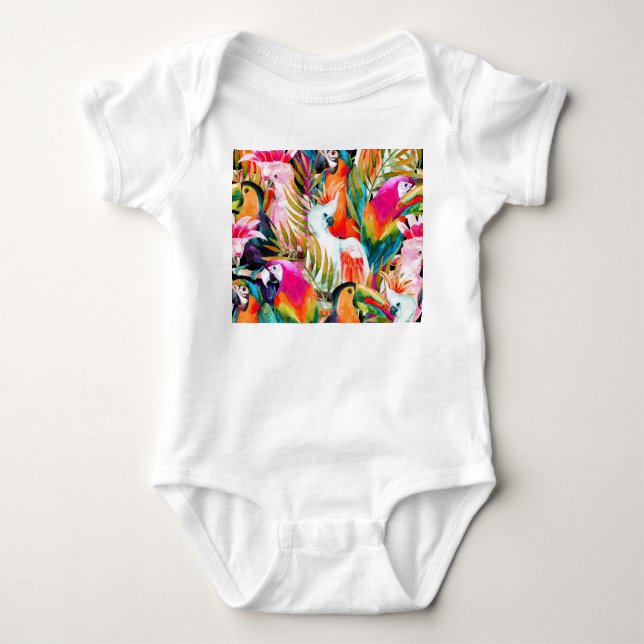 Vattenfärgsparroller: Tropiskt sjölöst Mönster T Shirt (Framsida)