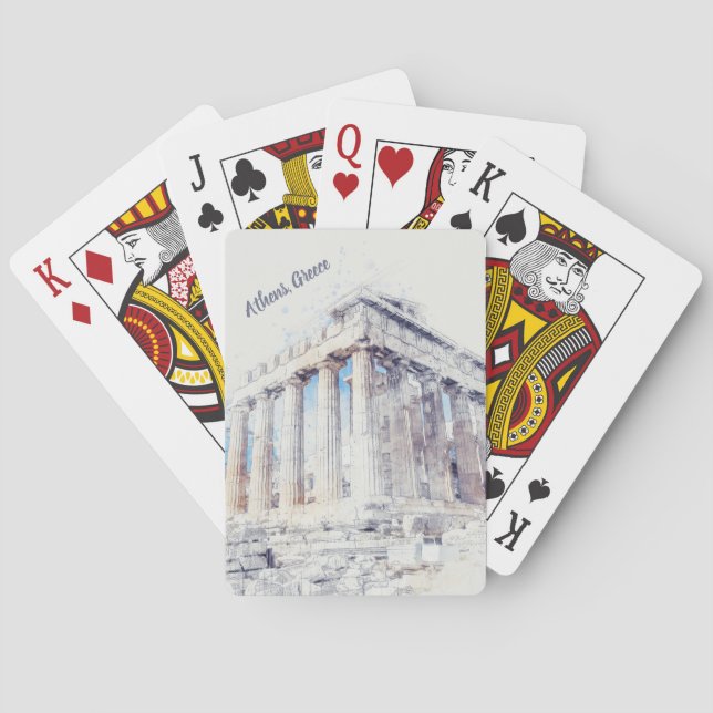 Vattenfärgspart Parthenon Poker Cards - Konstnärli Casinokort (Baksidan)